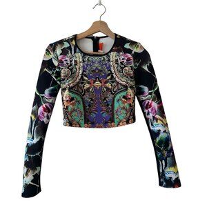 REVOLVE Clover Canyon Night Matador Crop Top Neoprene Floral & Baroque Pattern S